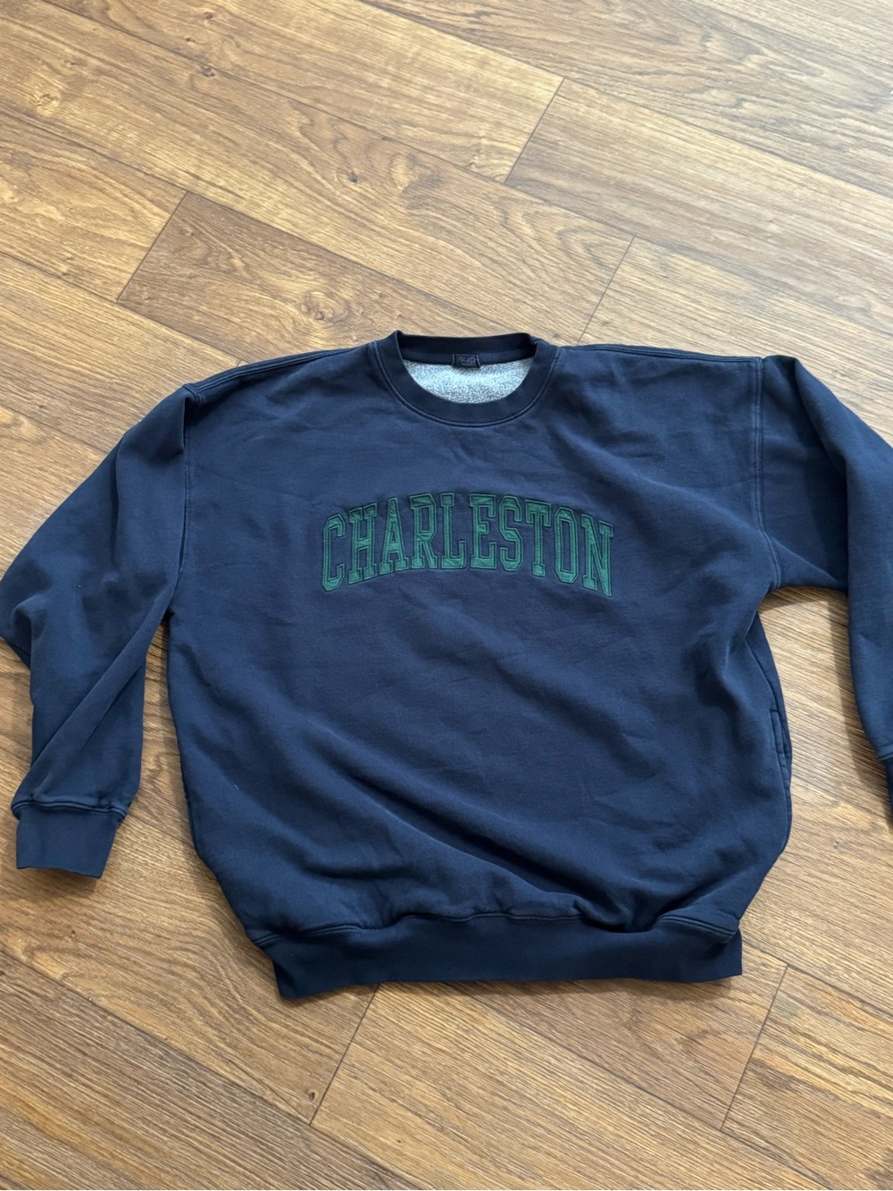 Charleston Embroidered Navy Fleece Crewneck Sweatshirt XL